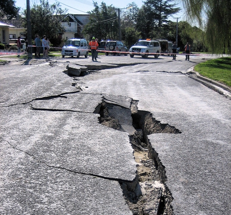 Road damage after earthquake.