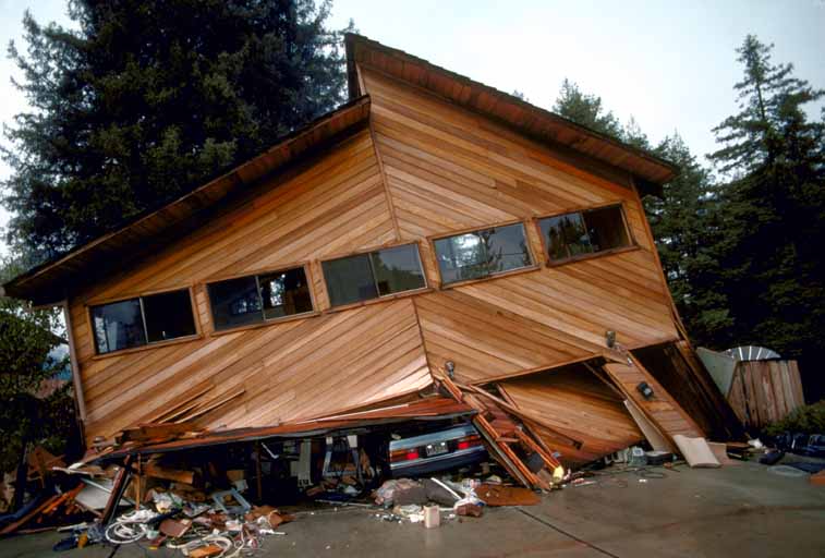 Home damage from the Loma Prieta earthquake in 1989.