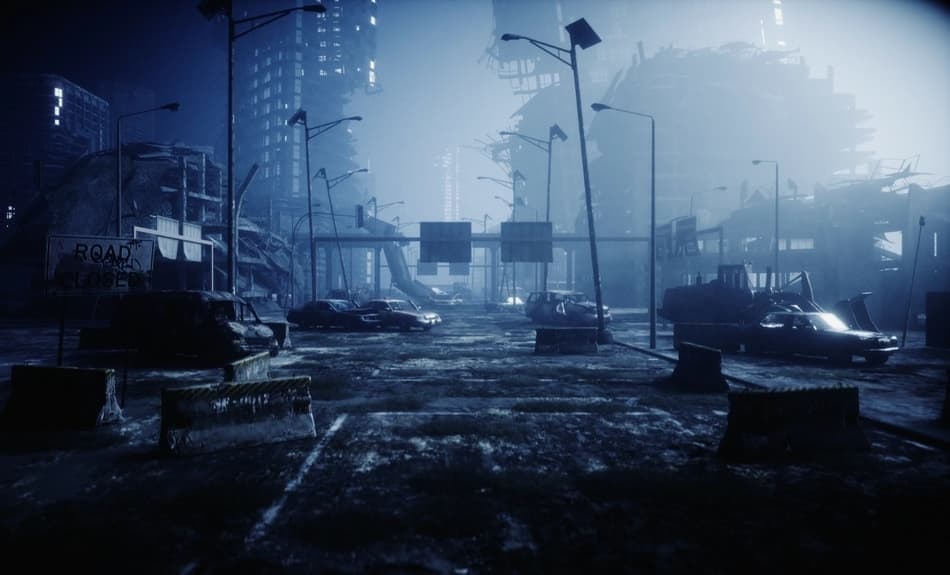 A city is dark an an EMP attack.