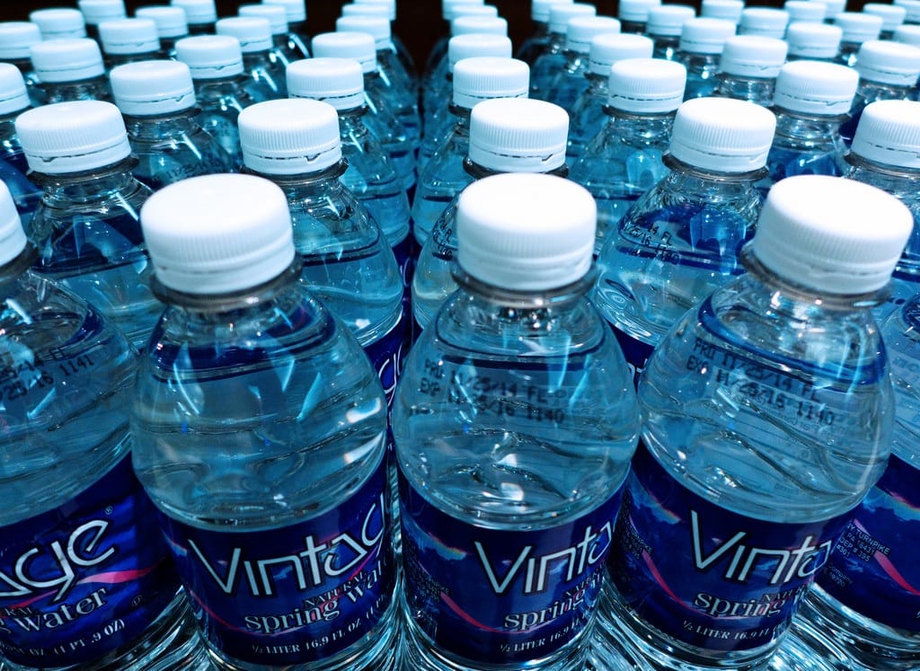 A supply of bottled water.