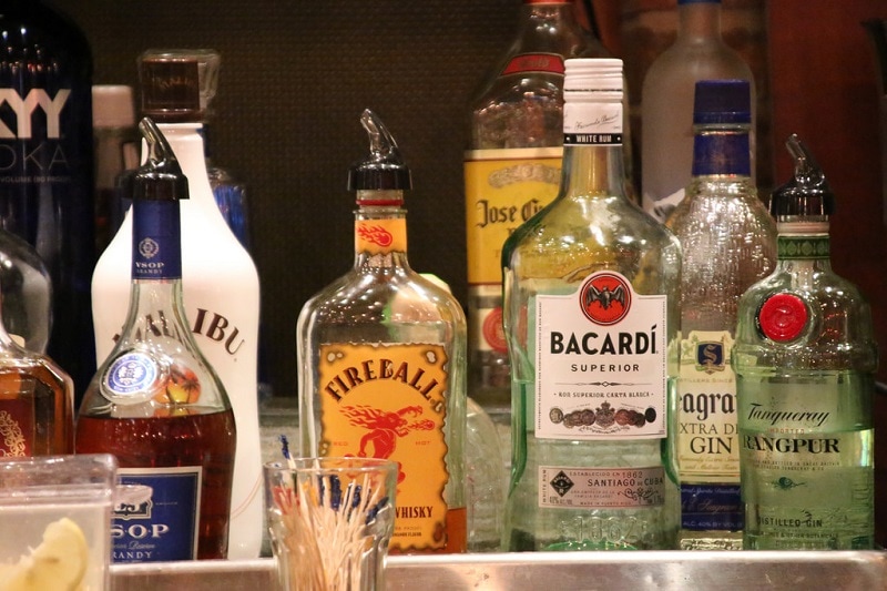 A selection of hard liquor.