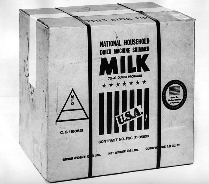 Powdered milk in a box.